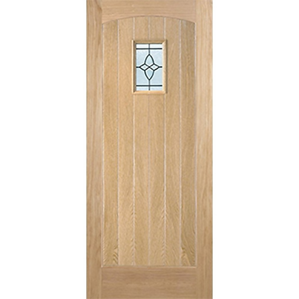 Cottage External Glazed Unfinished Oak 1 Lite Door 864 x 2083mm