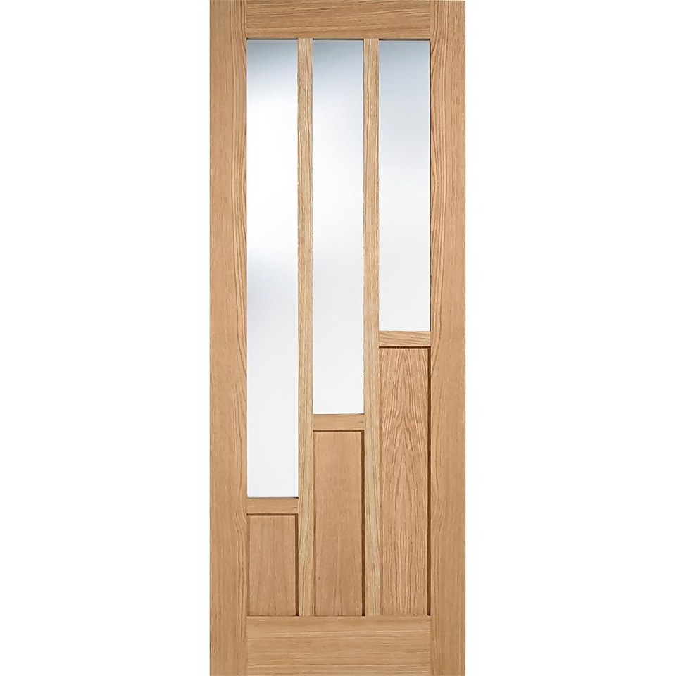 Coventry Internal Glazed Prefinished Oak 3 Panel 3 Lite Door 762 x