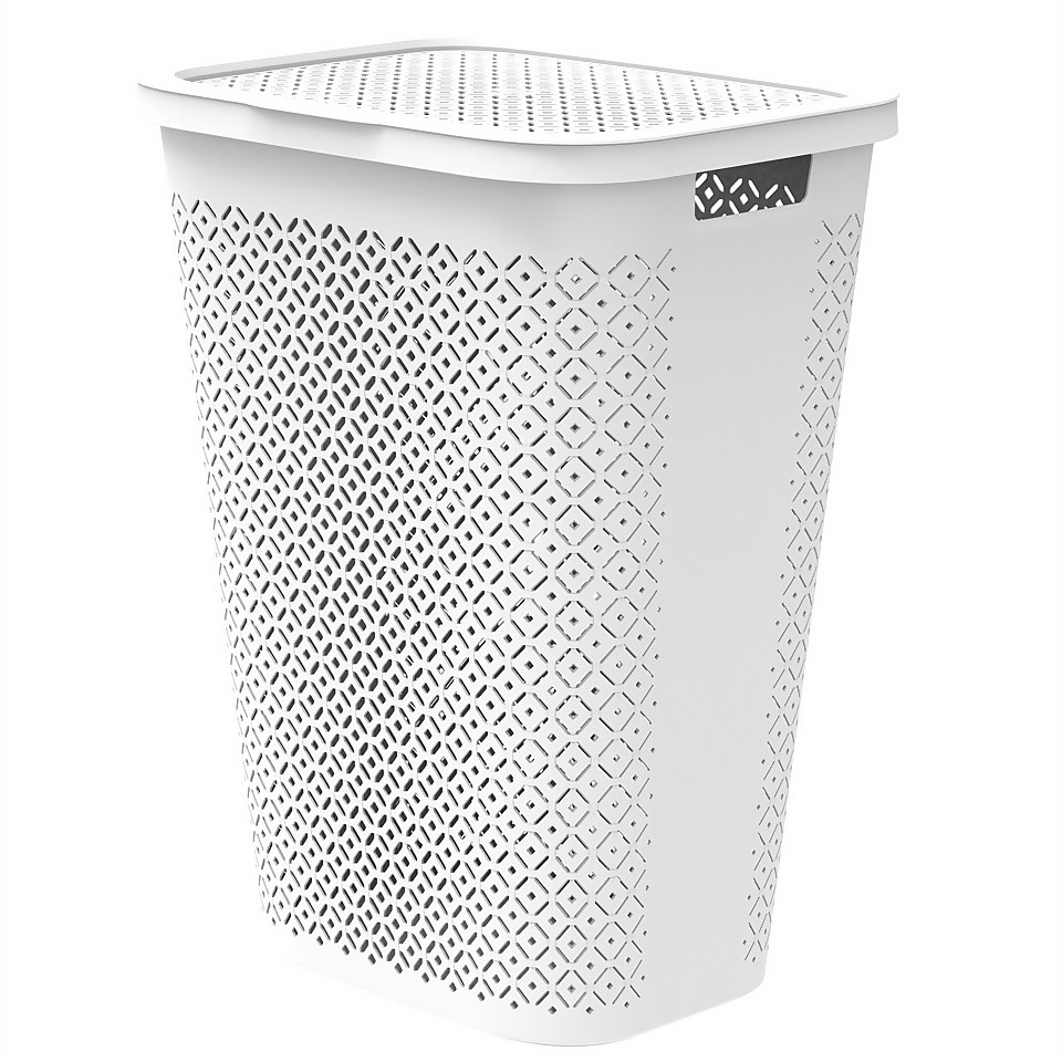 Curver Terrazzo Laundry Hamper 55L White Homebase