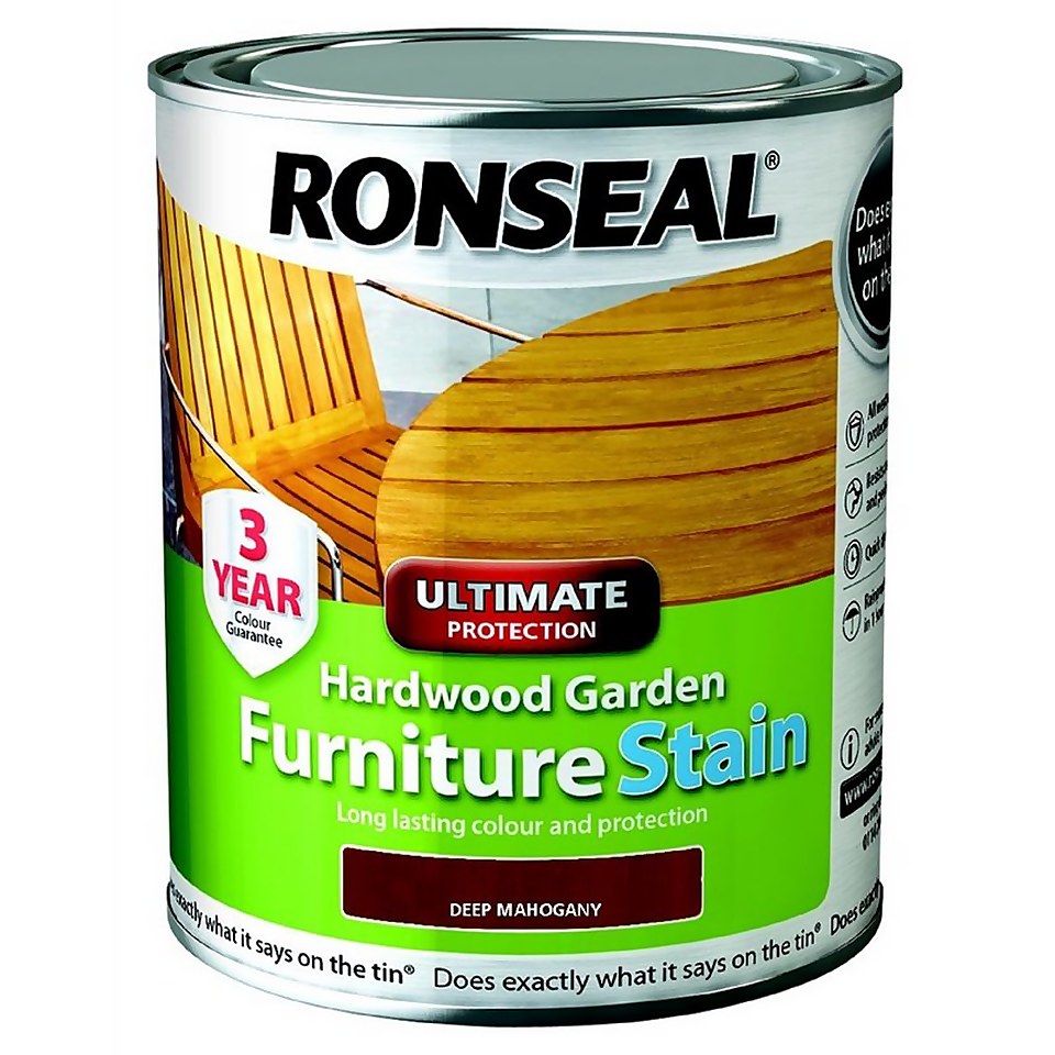 Ronseal Hardwood Garden Furniture Stain Deep Mahogany 750ml Homebase