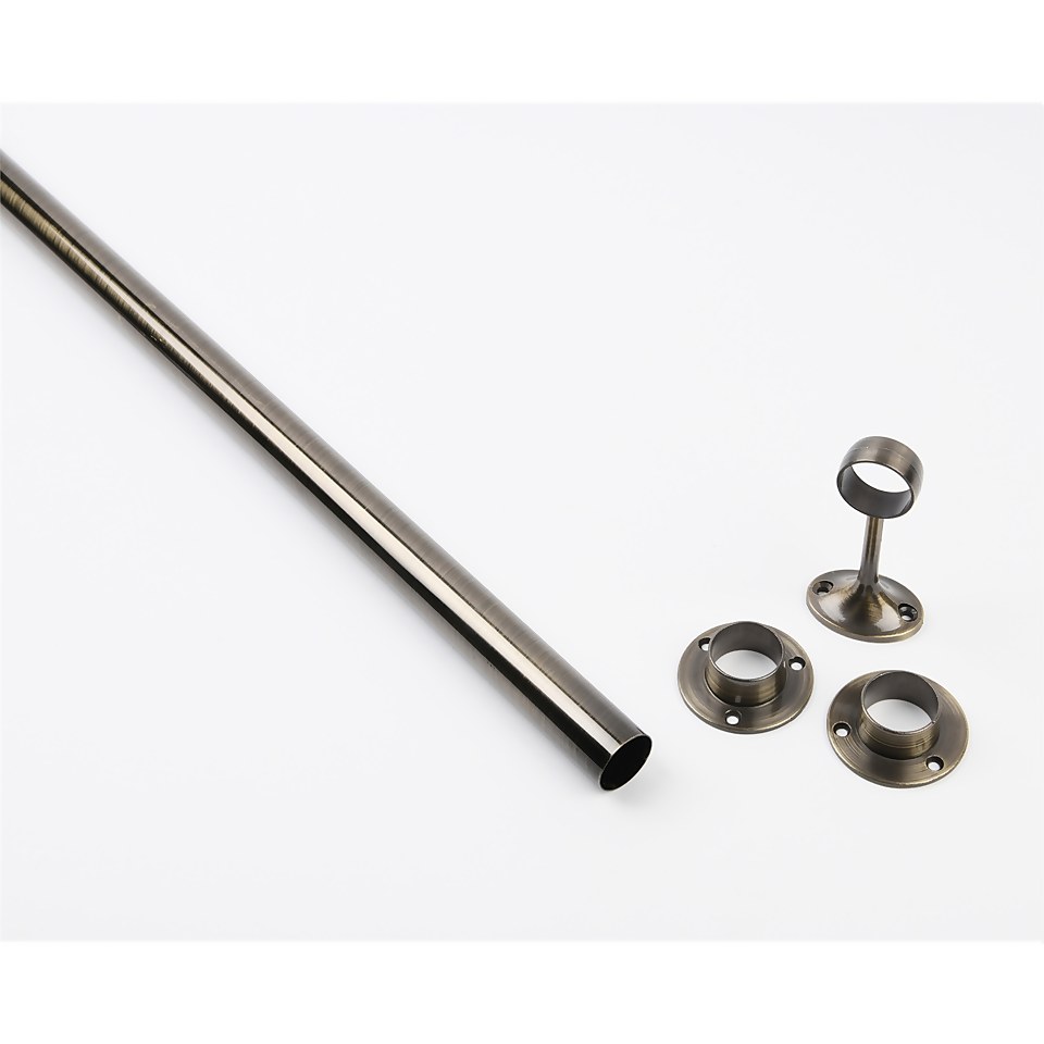 Hanging Rail Kit 25mm 6ft Antique Brass Rail Sockets Pack Homebase