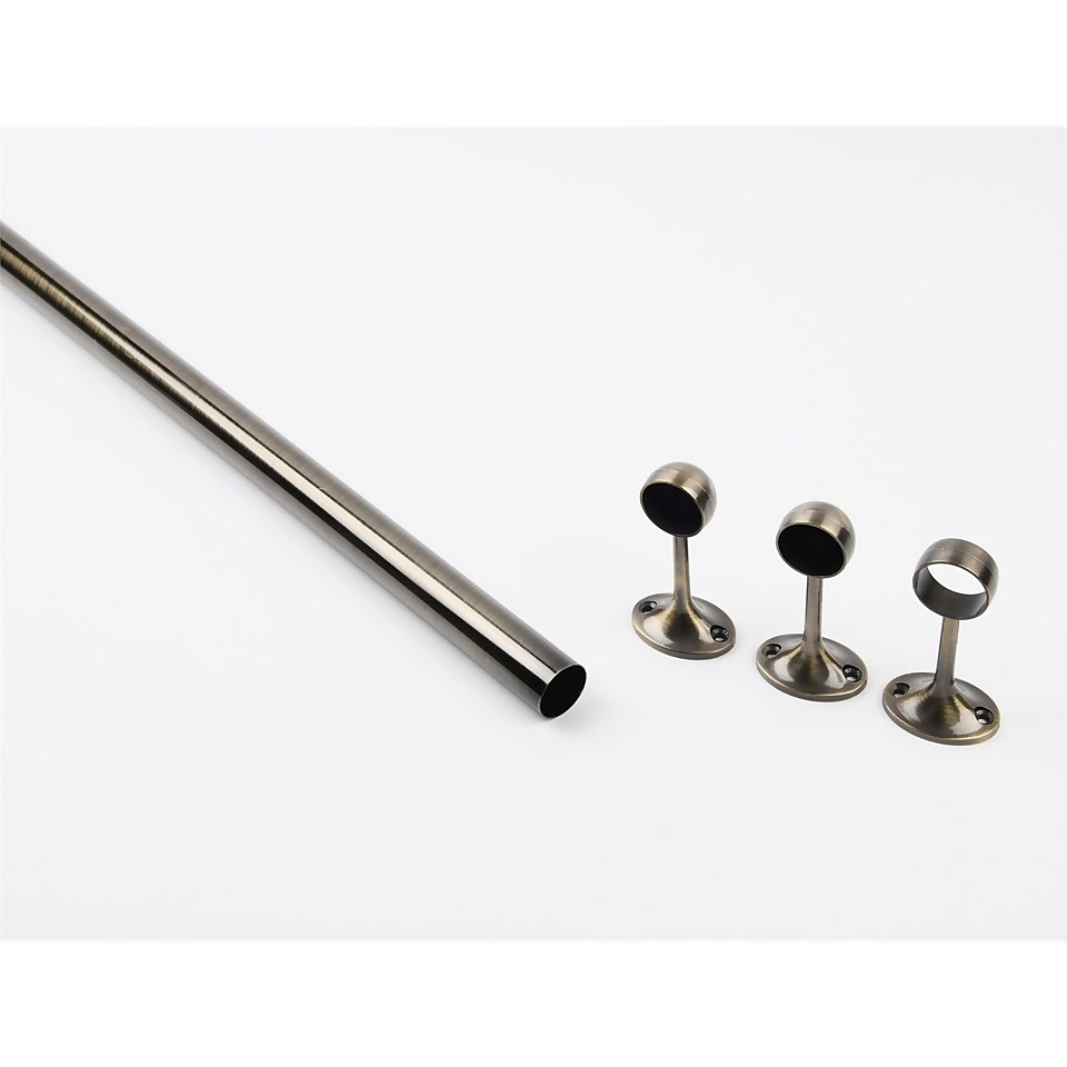 Hanging Rail Kit 25mm 6ft Brass Rail Brackets Pack Homebase