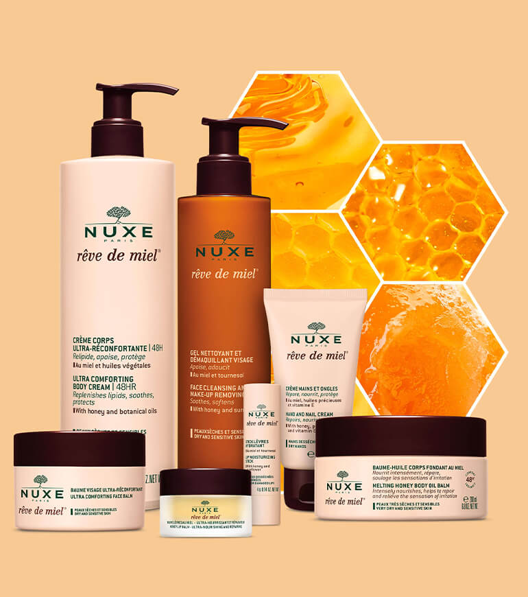 Nuxe reve. Nuxe косметика. Nuxe косметика для лица. Nuxe крем для рук. Nuxe reve de miel бальзам.