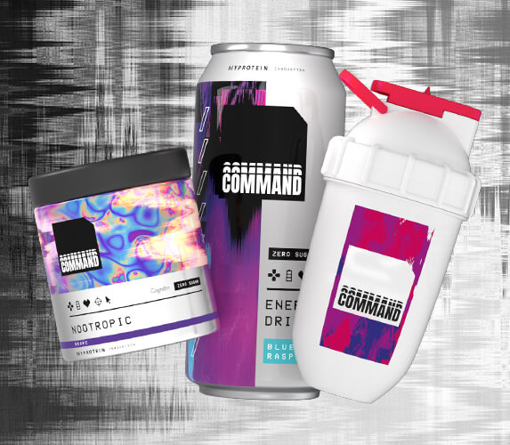Command nootropic tub, energy drink, and shaker