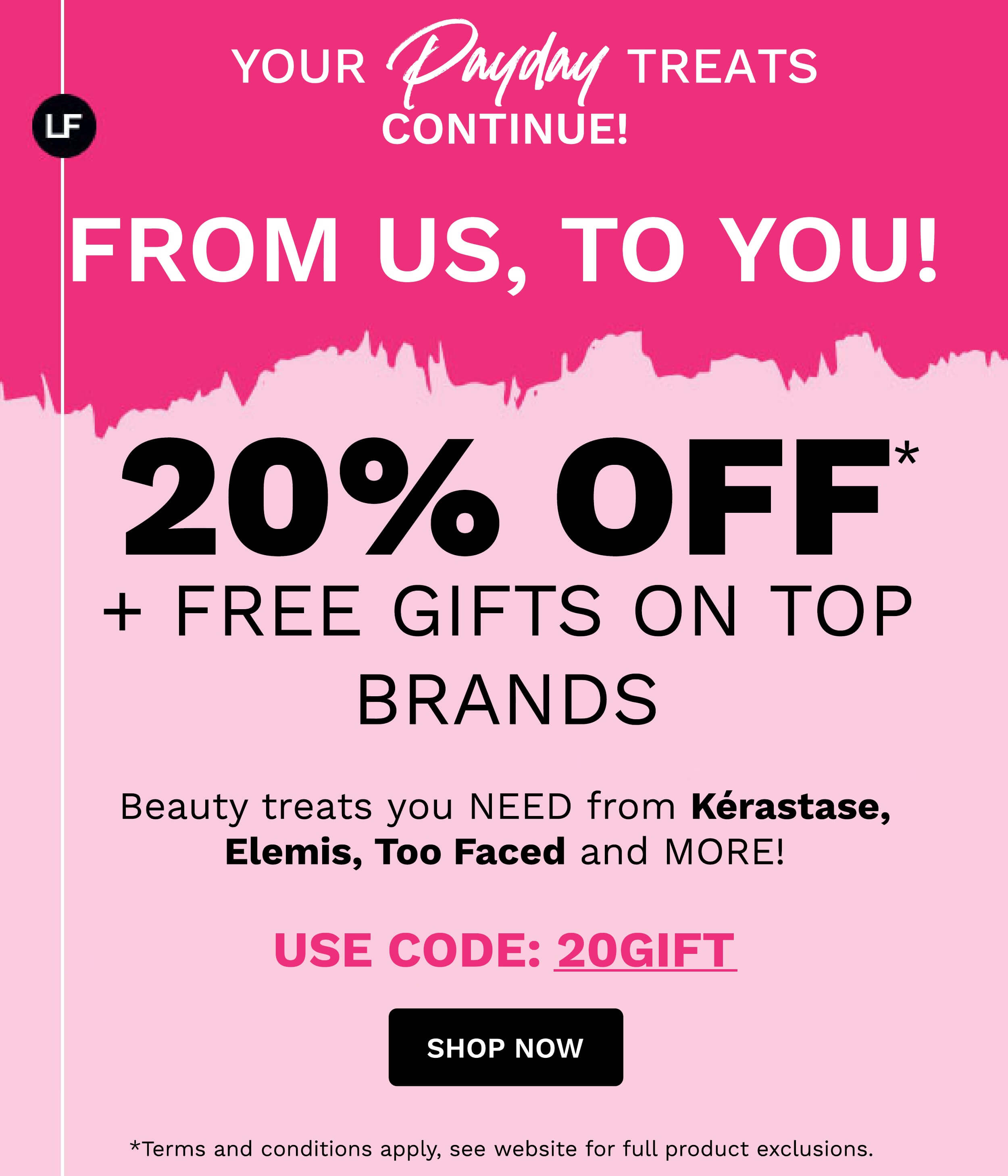 20 off plus free gifts