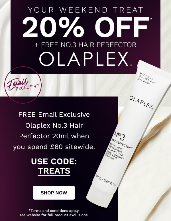 free olaplex no.3 hair perfector when you spend 60 pounds sitewide