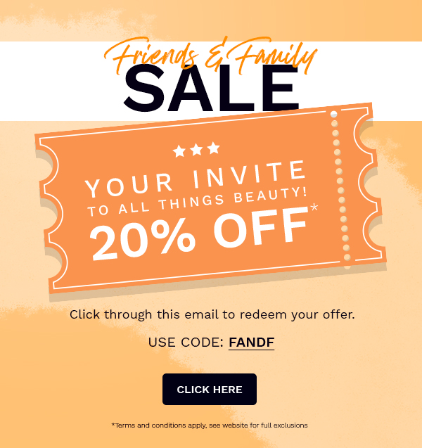 Get 20% off friends and family with code: FANDF