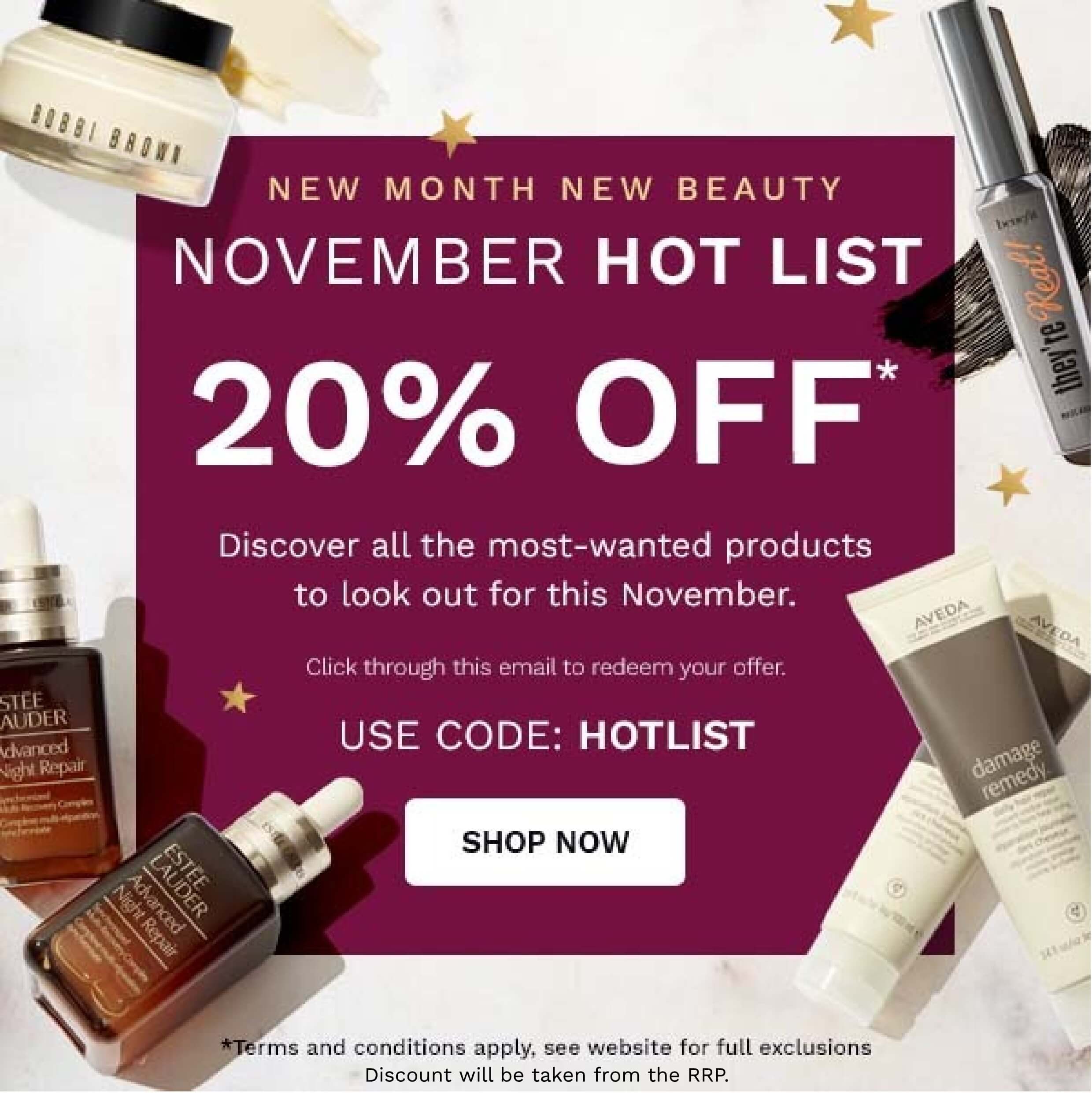 20 percent off hotlist